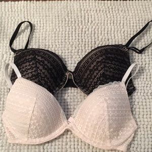 Two Victoria secret plunge bras - white & Black